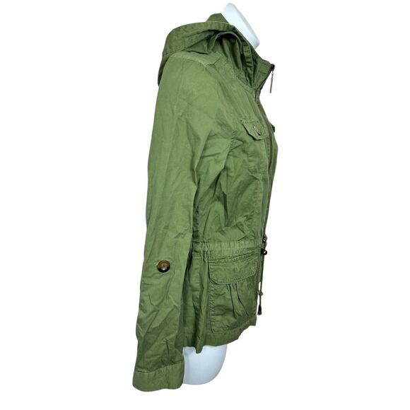 Ashley Army Green Jacket Sz Small Hooded Full Zip Lightweight - Picture 3 of 6